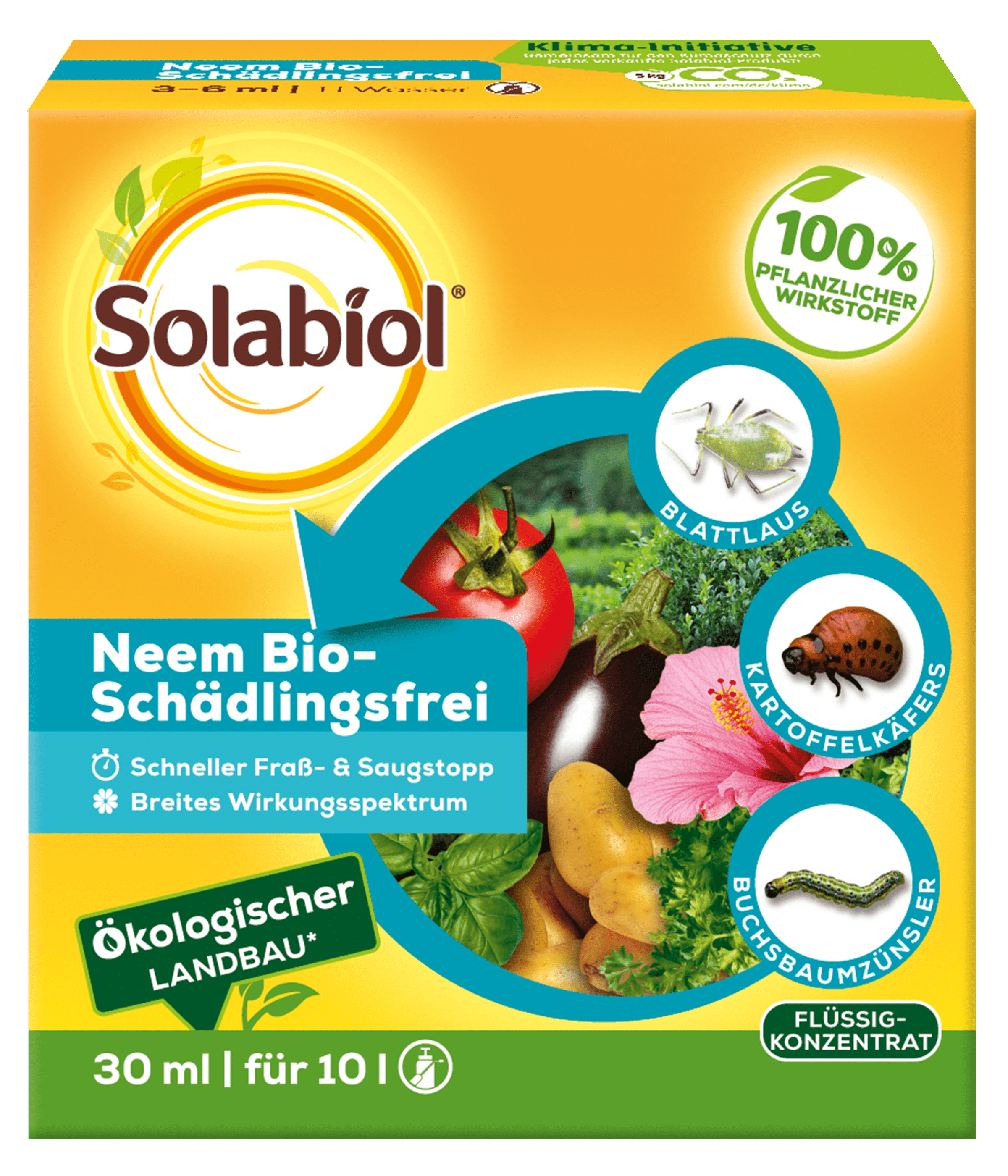 Solabiol Neem Bio-Schädlingsfrei Langzeitwirkung durch komplette Aufnahme ins Blatt 30 ml 