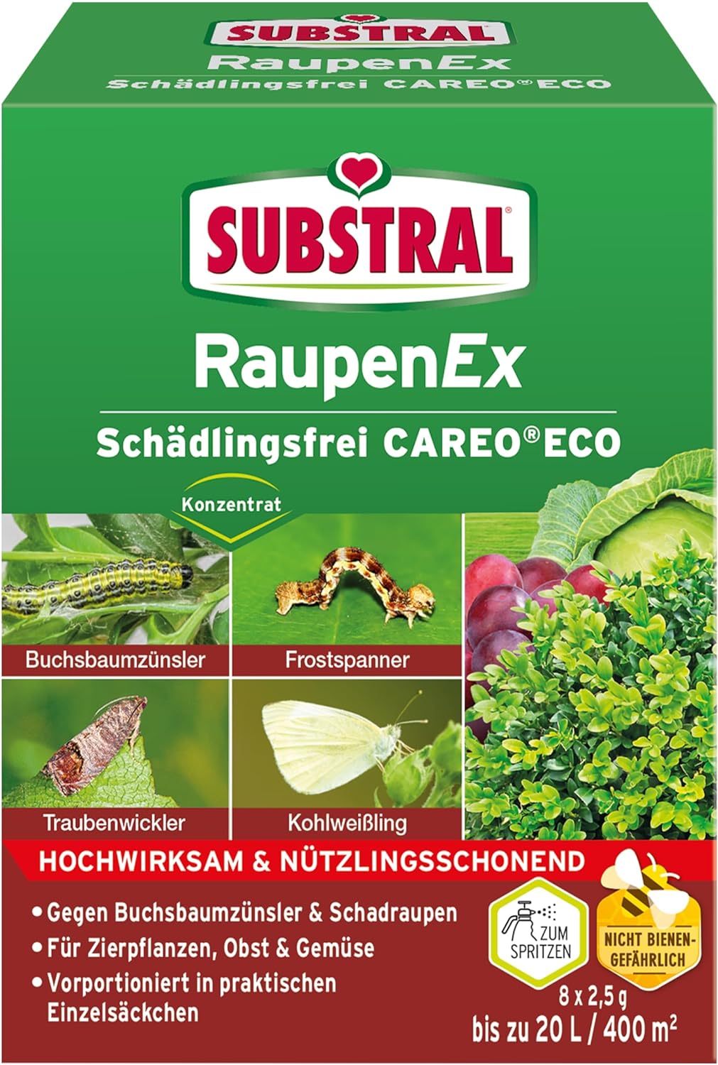 SUBSTRAL® RaupenEx Schädlingsfrei Careo Eco 8 x 2,5g Bis zu 400 m²