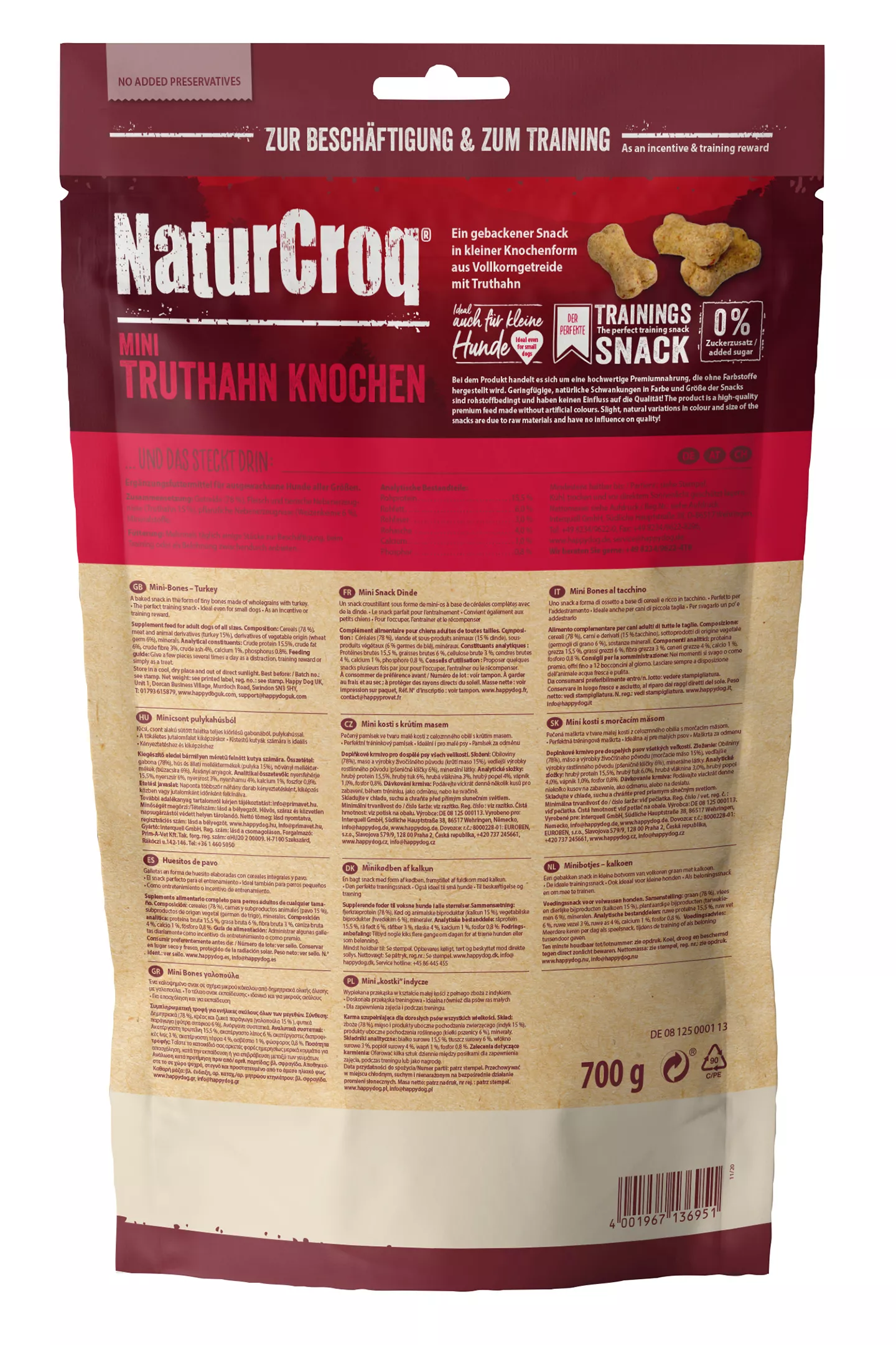 Happy Dog NaturCroq 700 g NaturCroq Mini Truthahn Knochen