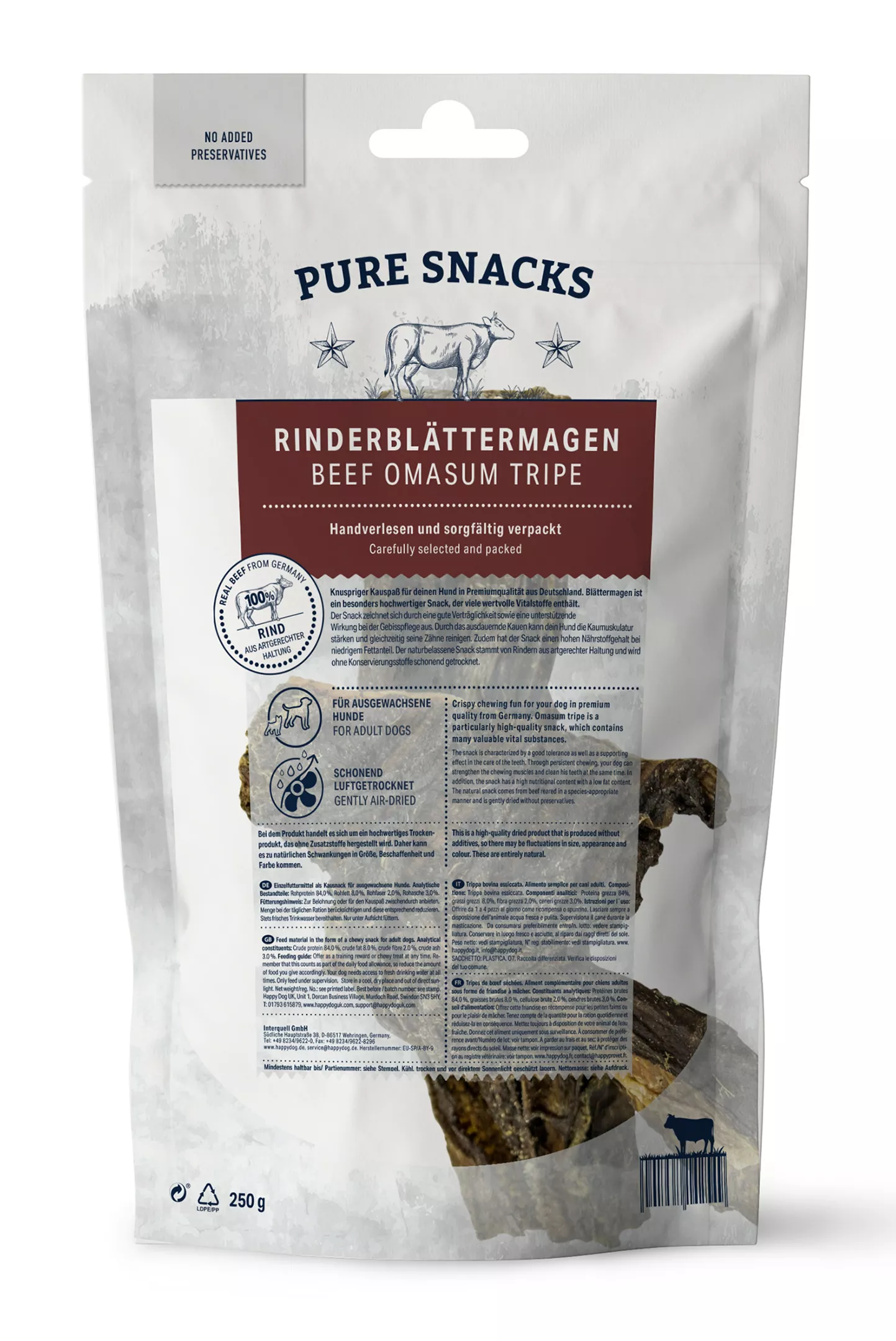 Happy Dog 250 g Rinderblättermagen ohne Zusatzstoffe