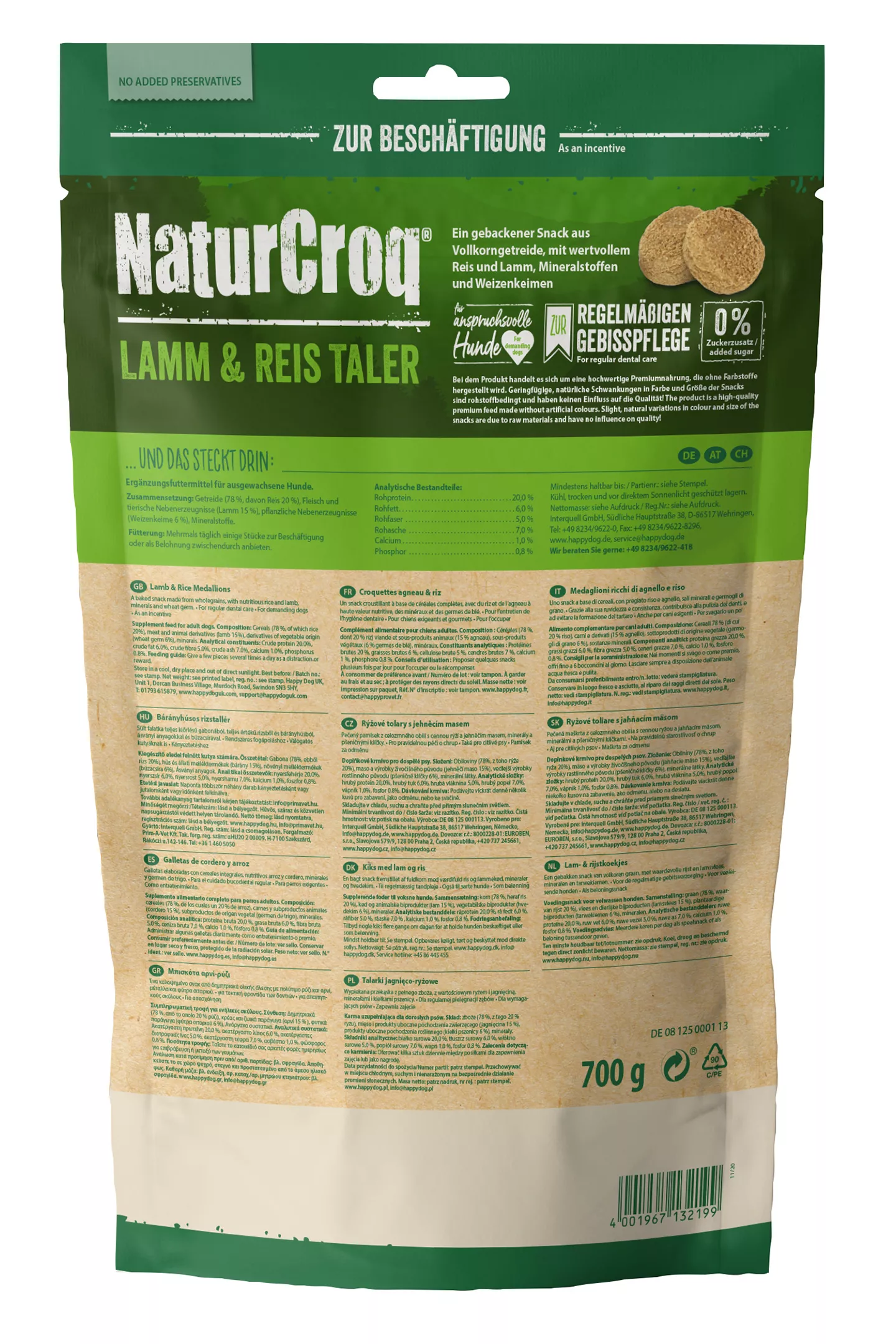 Happy Dog NaturCroq 700 g Lamm-Reis-Taler