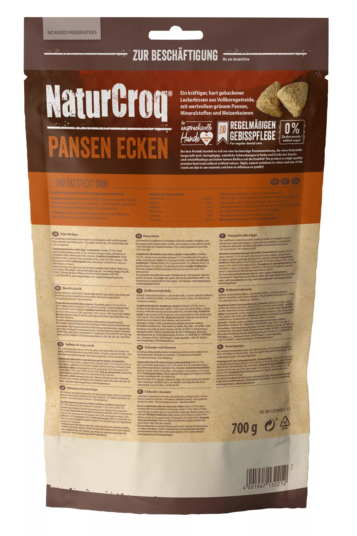 Happy Dog NaturCroq 700 g Pansen-Ecken